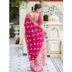 Generic Women's Soft Lichi Silk Printed Saree With Unstitched Blouse 5.5Mtr (Pink) - Image 2