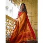 Generic Women's Soft Lilan Printed Saree With Unstitched Blouse 5.5Mtr (Mustard ) - Image 2