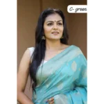 Generic Women's Soft Lichi Silk Printed Saree With Unstitched Blouse 5.5Mtr (Sky-Blue) - Image 2