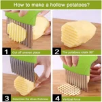 Generic Pack Of_5 Wave Shape Stainless Steel Potato Cutter And Slicer – (Color: Assorted ) - Image 2