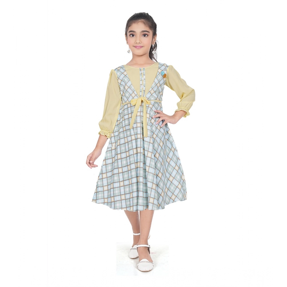 PID-63793-Generic-Girl-s-Digital-Twill-Printed-3-4-th-Sleeve-Round-Neck-Dress-PINK-LEMON-1-1000x1000-1.webp Generic Girl's Digital Twill Striped 3/4 th Sleeve Round Neck Dress (Light Green) - Image 1