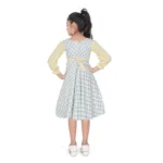 Generic Girl's Digital Twill Striped 3/4 th Sleeve Round Neck Dress (Light Green) - Image 2