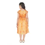 Generic Girl's Brocket Silk Printed Short Sleeve Round Neck Dress (Orange) - Image 2