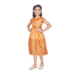 Generic Girl's Brocket Silk Printed Short Sleeve Round Neck Dress (Orange) - Image 4