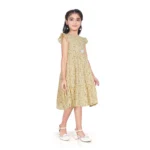 Generic Girl's Twill Printed Short Sleeve Round Neck Dress (Yellow) - Image 4