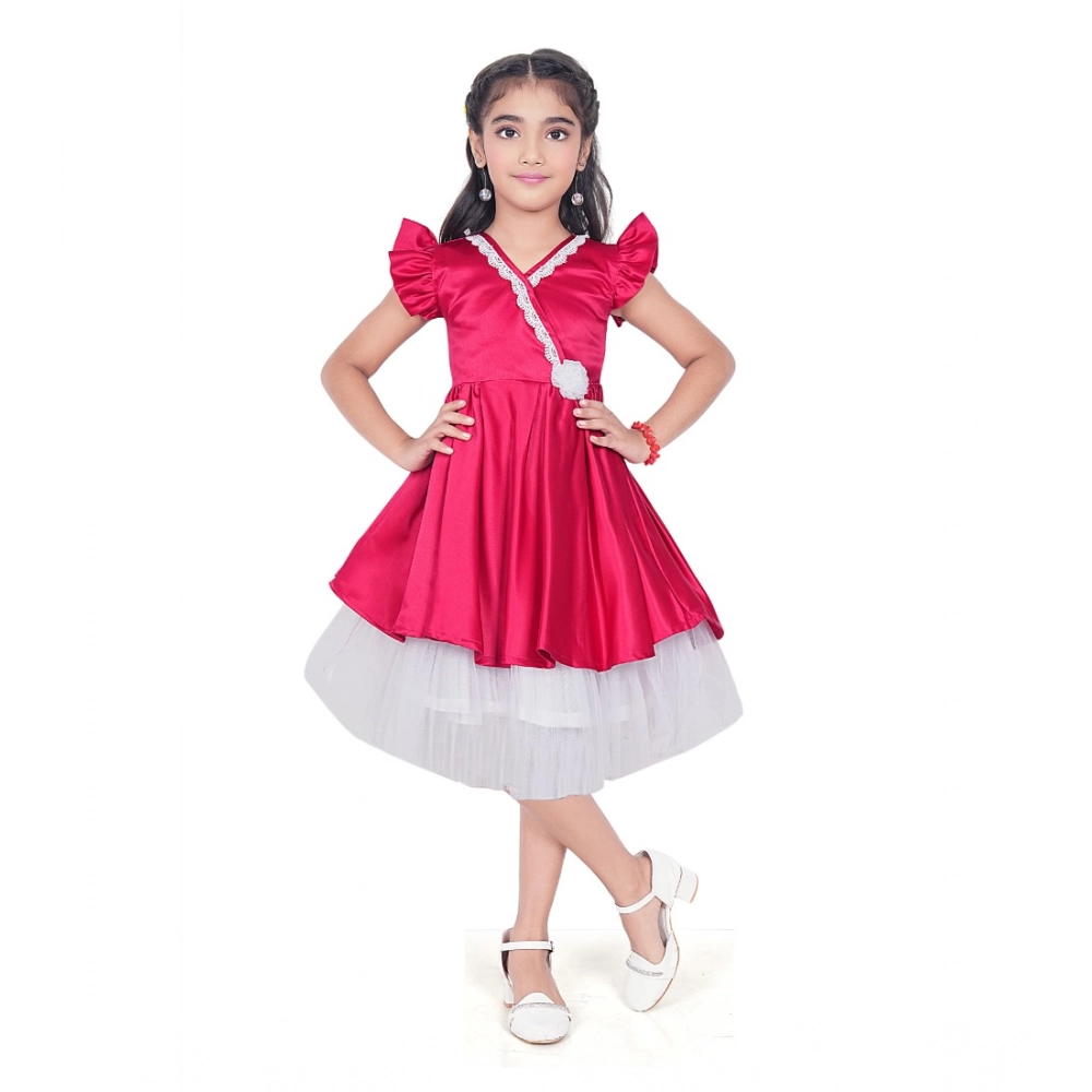 PID-63807-Generic-Girl-s-Satin-Printed-Short-Sleeve-V-Neck-Dress-SINGLR-1-1000x1000-1.webp Generic Girl's Satin Soild Short Sleeve V Neck Dress (Pink) - Image 1