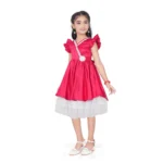 Generic Girl's Satin Soild Short Sleeve V Neck Dress (Pink) - Image 4