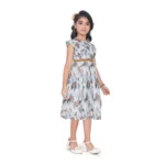 Generic Girl's Popcorn Printed Sleeve Less Round Neck Dress (Brown) - Image 2