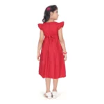 Generic Girl's Rayon Soild Short Sleeve Round Neck Dress (Red) - Image 5