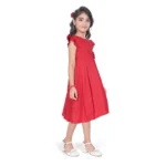 Generic Girl's Rayon Soild Short Sleeve Round Neck Dress (Red) - Image 4