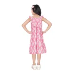 Generic Girl's Cotton Printed Sleeve Less Squre Neck Dress (Pink) - Image 4