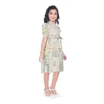 Generic Girl's Digital Knitted Printed Half Sleeve Close Neck Dress (Light Green) - Image 4