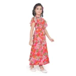 Generic Girl's Shiffon Printed Short Sleeve Round Neck Dress (Multicolor) - Image 2
