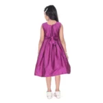 Generic Girl's Taffeta Silk Soild Sleeve Less Round Neck Dress (Purple) - Image 4