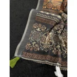 Generic Women's Linen Cotton  Printed Saree With Unstitched Blouse 5.5Mtr (Beige) - Image 3