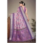 Generic Women's Cotton Silk  Printed Saree With Unstitched Blouse 5.5Mtr (Purple) - Image 2