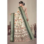 Generic Women's Cotton Silk  Printed Saree With Unstitched Blouse 5.5Mtr (Green) - Image 3