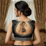 Generic Women's Zimmi Choo Sequin Work V-Neck Padded Blouse (Black 38 Ready (Self Alterable 36–40) - Image 3