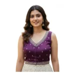 Generic Women's Zimmi Choo Sequin Work V-Neck Padded Blouse (Purple 38 Ready (Self Alterable 36–40)