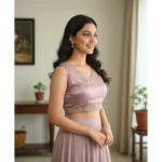 Generic Women's Zimmi Choo Embroidered V-Neck Padded Blouse (Lavender 38 Ready (Self Alterable 36–40) - Image 2