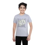 Generic Boy's Cotton Grapic Printed Round Neck T-Shirt (Grey Melange)
