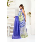 Generic Women's Faux_Linen Printed Ready-to-Wear Saree With Unstitched Blouse 5.5 Mtr (Blue) - Image 4