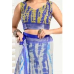 Generic Women's Faux_Linen Printed Ready-to-Wear Saree With Unstitched Blouse 5.5 Mtr (Blue) - Image 2