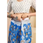 Generic Women's Faux_Linen Printed Ready-to-Wear Saree With Unstitched Blouse 5.5 Mtr (Blue) - Image 2