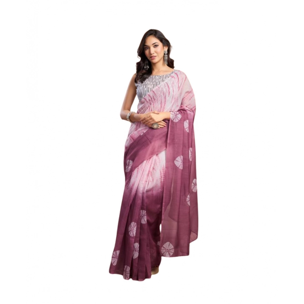 PID-64127-Womens-saree-with-Unstitched-Blouse-Wine-1-1000x1000-1.webp Generic Women's Faux_Linen Printed Ready-to-Wear Saree With Unstitched Blouse 5.5 Mtr (Wine) - Image 1