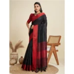 Generic Women's Raw_Silk Woven Saree With Unstitched Blouse 5.5Mtr (Black) - Image 4
