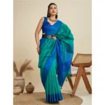 Generic Women's Raw_Silk Woven Saree With Unstitched Blouse 5.5Mtr (Aqua_Blue) - Image 2
