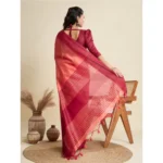 Generic Women's Raw_Silk Woven Saree With Unstitched Blouse 5.5Mtr (Peach) - Image 3