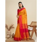Generic Women's Raw_Silk Woven Saree With Unstitched Blouse 5.5Mtr (Mustard) - Image 3