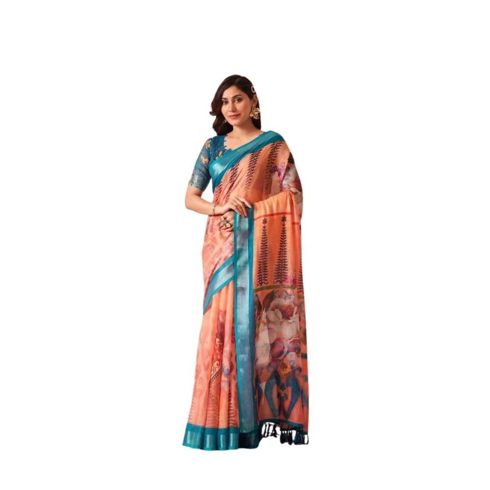 PID-64332-Women-s-Faux-Linen-Printed-Saree-With-Unstitched-Blouse-5-5-Mtr-Peach-1-1000x1000-1.webp Generic Women's Faux_Linen Printed Saree With Unstitched Blouse 5.5Mtr (Peach) - Image 1