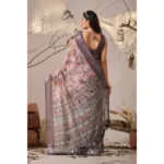 Generic Women's Faux_Linen Printed Saree With Unstitched Blouse 5.5Mtr (Mauve) - Image 2