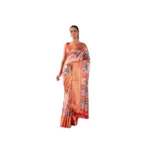 Generic Women's Faux_Silk Printed Saree With Unstitched Blouse 5.5Mtr (Peach)