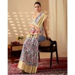 Generic Women's Faux_Banarasi_Silk Printed Saree With Unstitched Blouse 5.5Mtr (Multicolor) - Image 4