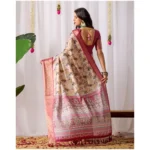 Generic Women's Faux_Banarasi_Silk Woven Saree With Unstitched Blouse 5.5Mtr (Beige) - Image 2