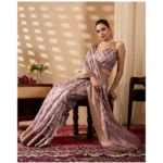 Generic Women's Faux_Silk Printed Saree With Unstitched Blouse 5.5Mtr (Light_Mauve) - Image 3