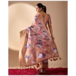 Generic Women's Faux_Silk Printed Saree With Unstitched Blouse 5.5Mtr (Peach) - Image 2