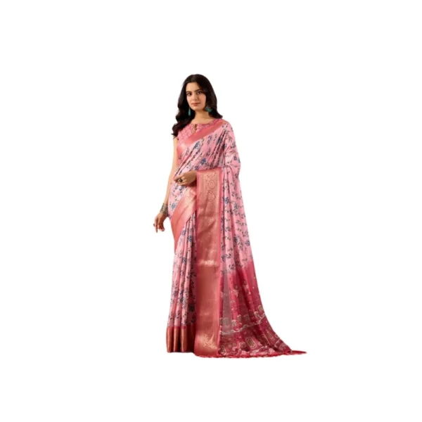 Generic Women's Faux_Banarasi_Silk Printed Saree With Unstitched Blouse 5.5Mtr (Light_Pink)