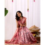 Generic Women's Faux_Banarasi_Silk Printed Saree With Unstitched Blouse 5.5Mtr (Light_Pink) - Image 3