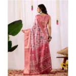 Generic Women's Faux_Banarasi_Silk Printed Saree With Unstitched Blouse 5.5Mtr (Light_Pink) - Image 2