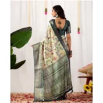 Generic Women's Faux_Silk Printed Saree With Unstitched Blouse 5.5Mtr (Off_White) - Image 2