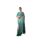 Generic Women's Faux_Silk Printed Saree With Unstitched Blouse 5.5Mtr (Turquoise)
