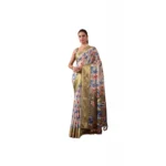 Generic Women's Silk_Blend Printed Saree With Unstitched Blouse 5.5Mtr (Olive)