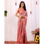 Generic Women's Faux_Silk Printed Saree With Unstitched Blouse 5.5Mtr (Light_Pink) - Image 4