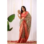 Generic Women's Faux_Silk Woven Saree With Unstitched Blouse 5.5Mtr (Green) - Image 4