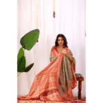 Generic Women's Faux_Silk Woven Saree With Unstitched Blouse 5.5Mtr (Green) - Image 3