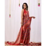 Generic Women's Faux_Patola Woven Saree With Unstitched Blouse 5.5Mtr (Red) - Image 4